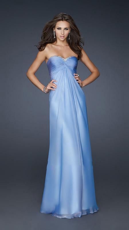La Femme - 17443 Beaded Embellished Sweetheart Neckline Chiffon Gown In Blue