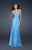 La Femme - Bejeweled Halter Strap Empire Waist Gown 17448 In Blue
