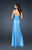 La Femme - Bejeweled Halter Strap Empire Waist Gown 17448 In Blue