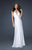 La Femme - Bejeweled Halter Strap Empire Waist Gown 17448 In White