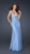 La Femme - Bead Embellished V-neck Chiffon A-line Dress 17472 In Blue
