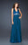 La Femme - 17503 Chiffon Deep V-neck A-line Dress In Blue