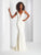 Clarisse - 3516 Deep V-neck Sheath Dress in White