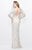 Primavera Couture - Long Sleeves Beaded Long Dress 1753 in Nude