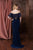 Colors Dress 1753 Sheer Lace Paneled Off Shoulder Sheath Dress In Navy