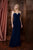 Colors Dress 1753 Sheer Lace Paneled Off Shoulder Sheath Dress In Navy