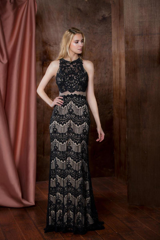 Colors Dress - 1754 Full Beaded Lace Evening Dress, Black