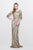 Primavera Couture - Quarter Sleeves Glittering Long Dress 1757 in Nude
