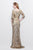 Primavera Couture - Quarter Sleeves Glittering Long Dress 1757 in Nude