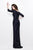 Primavera Couture - Quarter Sleeves Glittering Long Dress 1757 in Blue
