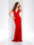 Clarisse - 3527 Embellished V-neck Sheath Dress in Red