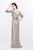 Primavera Couture - Quarter Sleeves V-Neck Stripes Long Dress 1758 in Nude