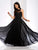 Clarisse - 3528 Jeweled Lace Applique Halter Gown in Black