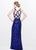 Primavera Couture - Sequined V-Neck Multi-Strap Sheath Gown 1761 in Blue