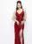 Primavera Couture - Sequined V-Neck Multi-Strap Sheath Gown 1761 in Red