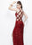 Primavera Couture - Sequined V-Neck Multi-Strap Sheath Gown 1761 in Red