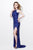 Primavera Couture - Halter Long Dress with Slit 1762 in Blue