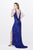 Primavera Couture - Halter Long Dress with Slit 1762 in Blue