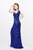 Primavera Couture - Sequined Halter Long Dress with Slit 1763 in Blue