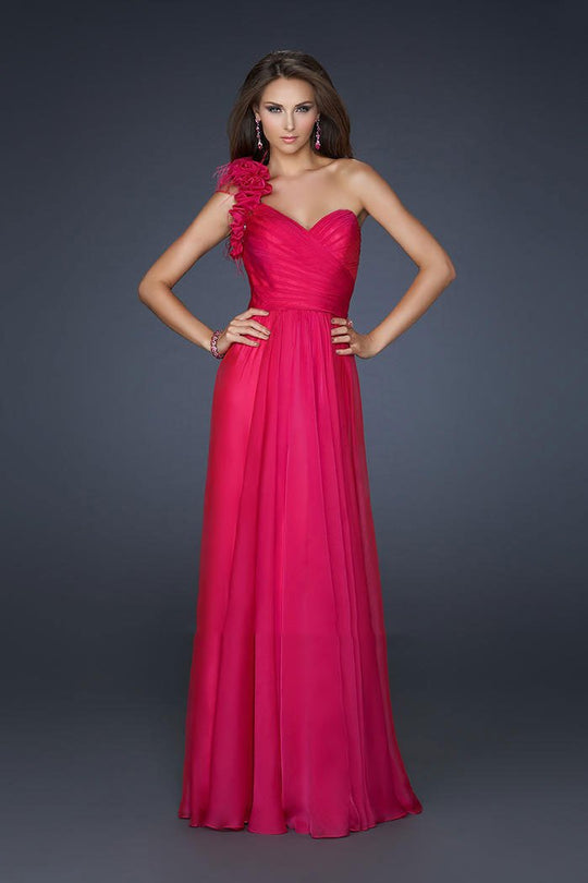 La Femme - Fabulous One Shoulder Sweetheart Gown 17635 In Pink