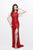 Primavera Couture - Sequined Halter Long Dress with Slit 1763 in Red
