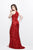 Primavera Couture - Sequined Halter Long Dress with Slit 1763 in Red