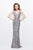 Primavera - 1764 Sleeveless Sequined V-Neck Gown in Silver