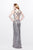 Primavera - 1764 Sleeveless Sequined V-Neck Gown in Silver
