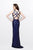 Primavera - 1764 Sleeveless Sequined V-Neck Gown 1764 in Blue