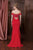 Colors Dress - 1769 Off the Shoulder Sheer Lace Back Long Dress in Red