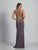 Dave & Johnny - 1769 Illusion Halter Lace High Slit Gown in Gray and Purple