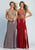 Dave & Johnny - 1769 Illusion Halter Lace High Slit Gown in Red and Purple