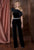 Colors Dress - 1772 Velvet Jumpsuit with Ruffled Detail in Black