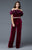Colors Dress - 1772 Velvet Jumpsuit with Ruffled Detail in Red