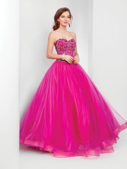 Clarisse - 3551 Beaded Sweetheart Tulle Gown in Purple