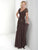 Christina Wu Elegance - 17735 Pleated Bodice V Neckline Surplice Gown in Brown