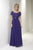 Christina Wu Elegance - 17769 Short Sleeve Jeweled Lace Draped Gown in Purple