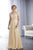 Christina Wu Elegance - 17769 Short Sleeve Jeweled Lace Draped Gown in Neutral