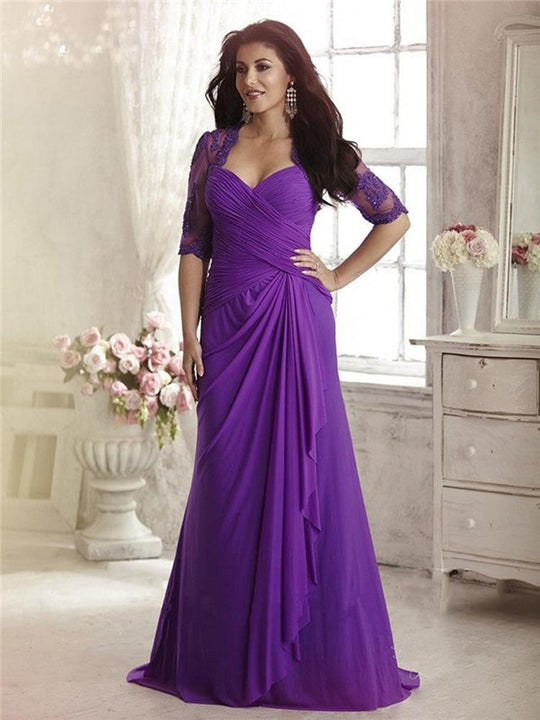 Christina Wu Elegance - 17771 Cordial Lace 3/4 Length Sleeve  Gown in Purple