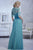 Christina Wu Elegance - 17771 Cordial Lace 3/4 Length Sleeve  Gown in Blue and Green