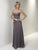 Christina Wu Elegance - 17784 Brooch Ornate Pleated Interweave Gown in Gray