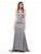 Colors Dress - 1778 Bedazzled V-neck Trumpet Dress in Silver
