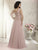 Christina Wu Elegance - 17796 Beaded Lace Scalloped Vneck Chiffon Gown in Pink