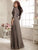 Christina Wu Elegance - 17800 Surplice Lace Bodice High Slit Gown in Gray
