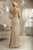 Christina Wu Elegance - 17823 Embroidered Lace V-neck Chiffon Dress in Neutral