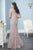 Christina Wu Elegance Short Sleeve Beaded Bateau Sheath Gown In Pink