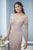 Christina Wu Elegance Short Sleeve Beaded Bateau Sheath Gown In Pink