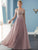 Christina Wu Elegance - 17832 Ruched Long Sleeves A-Line Evening Dress in Pink