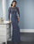 Christina Wu Elegance - 17838 Lace Illusion Bateau Chiffon Sheath Gown in Blue