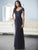 Beaded Lace Short Sleeves Bridal Dress 17839 in Blue